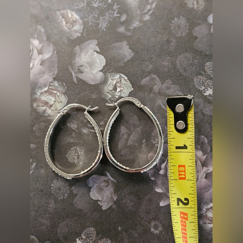 Silver crystal hoop earrings ✨ - Picture 2 of 4